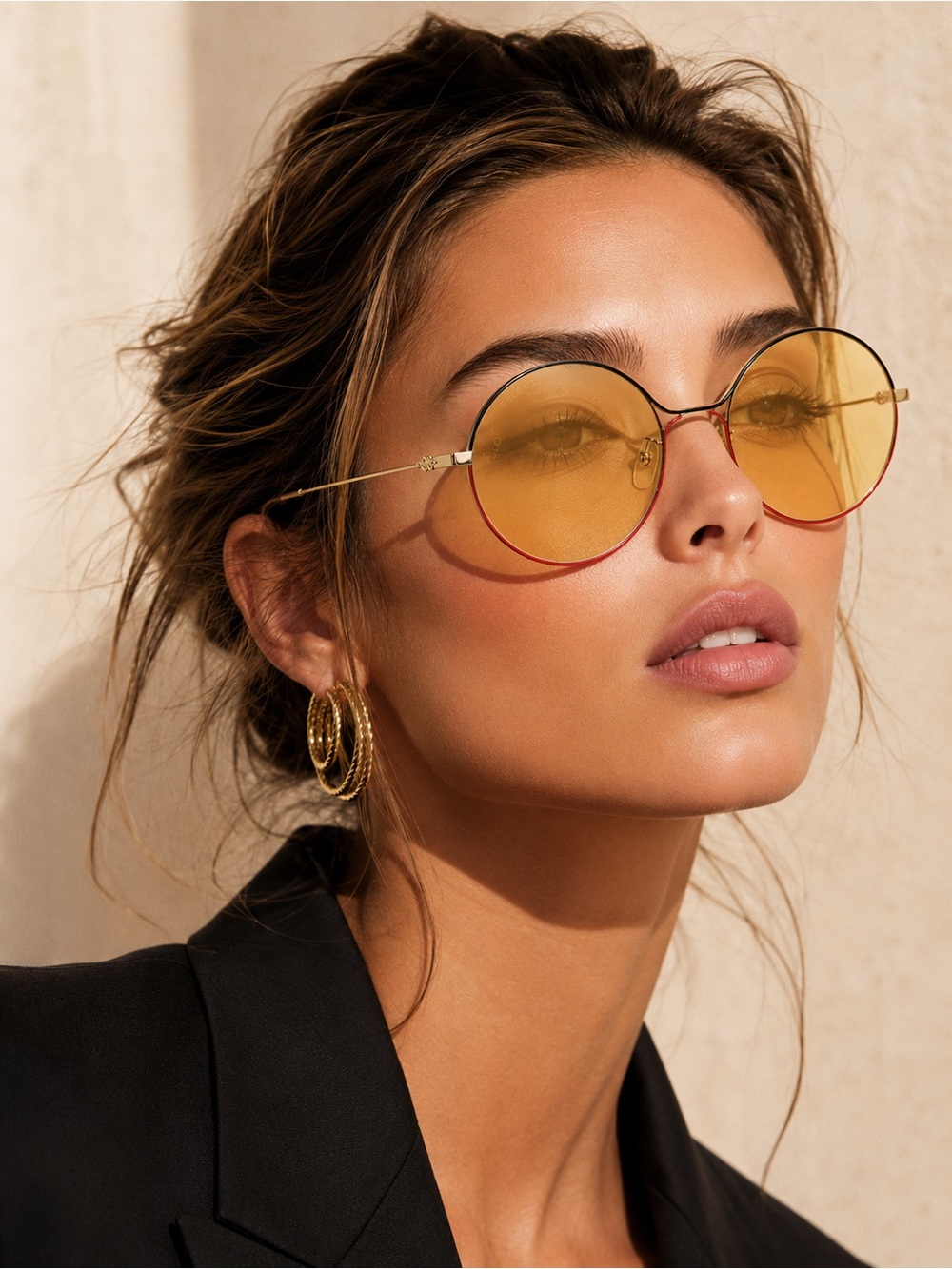 GUCCI GG0395S Oversize 70s Round Sunglasses Gold Blue Red Metal 58-20-140 - Picture 11 of 11